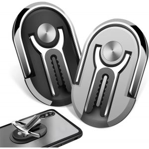 2 Pi&egrave;ces Support De T&eacute;l&eacute;phone De Voiture,Anneau Support Telephone Multifonctionnel 360&deg; Rotatif, Peut &Ecirc;tre Utilis&eacute; Pour La Sortie D'air De La Voiture (Noir + Argent) - Neuf