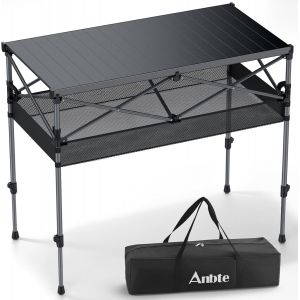 Ulteronixshop-Table De Camping Pliante En Aluminium, Grande Table Pique-Nique Portable &Agrave; Hauteur R&eacute;glable Jusqu&iquest;&Agrave; 87 Cm, Structure En X Stable, Pour Bbq, Camping, Jardin, Plage &iquest; Noir - Neuf