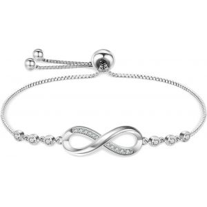 Eryi-Cadeau Femme Bracelet Femme Argent 925 Coeur Bracelet Réglable Bijoux Femme Cadeau Anniversaire Fête Des Manmans Pour Femme Maman,Noël Anniversaire Cadeau Romantiques Pour Elle - Neuf