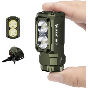Mini Lampe De Poche Rechargeable E7 1800 Lumens Vert Armée Avec Aimant U2013 Lampe De Poche Edc Super Lumineuse 6 Modes Rechargeable Led De Type C ; Lampe De Poche Ip68 Pour Lampes Frontales - Neuf