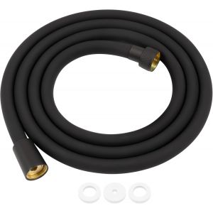 Loc-Flexible De Douche Lisse Pvc 1,75M Matt Black, Flexible De Douche De Rechange Avec Raccords En Laiton, Raccord Universel G 1/2¿ X 1/2¿ Anti-Torsion, Anti-Fuite Et Anti-Burst - Neuf