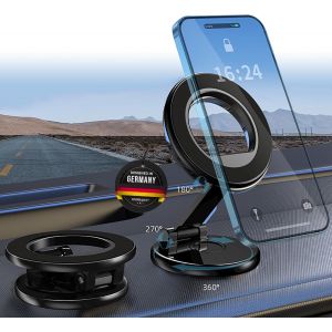 KALANKA-POWERLAND Support Telephone Mag Safe, [44x n52 aimants] Support Voiture MagnéTique, Support TéLéPhone Voiture MagnéTique Rotatif à 360 ° pour iPhone 16/15 / 14/13 / 12 séries MAG Safe Cas - Neuf