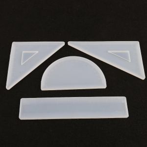 4 Pcs R&egrave;gle Silicone Moule R&egrave;gle Droite Pour R&egrave;gle Triangle Rapporteur &Eacute;poxy Mol - Neuf