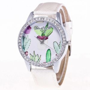 Zhoulianfa Hommes Femmes Incrustation Strass Cristal Bracelet Montre Montre-Bracelet (Blanc) - Neuf