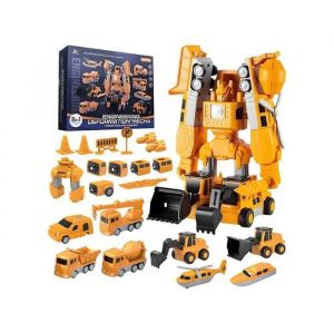 Robot de Construction Magn&eacute;tique 8-en-1 et V&eacute;hicules de Chantier DIY - Jeu &Eacute;ducatif STEM 35 Pi&egrave;ces - Jouet Enfant d&egrave;s 3 Ans - Neuf