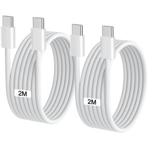 JGD-Cable USB C vers USB C 2M+2M, 60W Cable Chargeur USB C Charge Rapide pour iPhone 17/Air/Pro/Pro Max/iPhone 16/15/Plus/Pro/Pro Max/iPad/MacBook, C&acirc;ble USB C vers USB C Cable Type C Cordon Fil USBC - Neuf