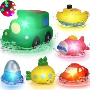 KAL-Lumineux À Led Jouets De Bain Bébé, Jouets De Bain Lumineux, Jouet De Bain Bébé, Jeux De Bain, Animaux Jouets Flottants, Jouets En Silicone Pour Les Enfants De 1 À 8 Ans, Garçons Et Filles - Neuf