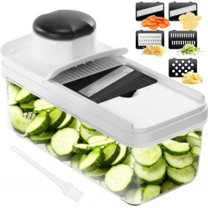 Chenquansarl-Mandolines De Cuisine - Coupe Legume Multifonctions - Mandoline Professionnelle Cuisine Avec 5 Lames Interchangeables - Mandoline Japona Pour Tranche/Julienne - Neuf