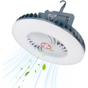 Led Camping Lamp Fan,Led Tent Lamp With Usb Rechargeable Fan,Lightweight Usb Fan,Light With Magnet Hook Hanging,For Camping Grill [Energy Class F] - Neuf