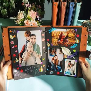 TIANYI-60 Pages Album Photo Scrapbooking en Cuir Rivets d'époque kit Album Scrapbooking pour Familial,Mariage,Voyage,Anniversaire - Neuf