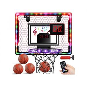 Panneau De Basket &Eacute;lectronique Led Avec Compteur De Points Automatique, Musique Et 4 Ballons, Montage Sur Porte Sans Per&ccedil;age - Neuf
