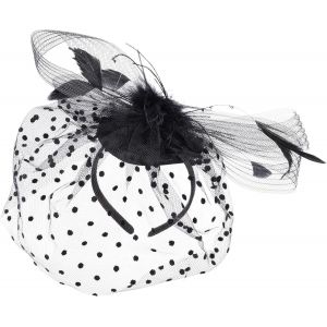Fascinateur Noir Pour Femme | Chapeau Bibi En Voile Et Plumes | Bandeau Élégant Pour Femme | Fascinateur De Cérémonie Pour Femme - Neuf
