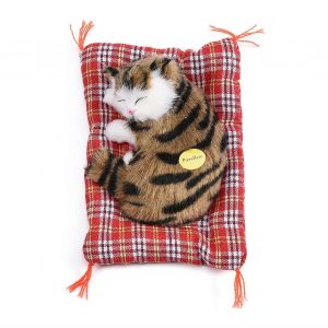 Sleeping Kid Simulation Chat En Peluche Son Jouet Peluche Poupée Décoration De La Maison (Noir Marron) - Neuf