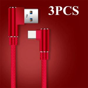 Câble De Données Coudé 40W 5A Usb Vers Type C Câble De Données De Charge Rapide Câble De Téléphone À 90 Degrés Pour Iphone Xiaomi Huawei Fil De Chargement Usb.3Pcs Red.0.25M - Neuf
