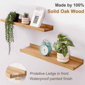 Étagère Murale, 30cm Étagère Flottante En Bois De Chêne Massif, Rustique Etagere Bois Pour Salon, Cuisine, Chambre, Salle De Bain - Neuf