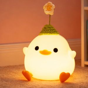 Dodo - Veilleuse Pour Enfants - Canard &Agrave; Fleurs Mignonnes - Portable - Rechargeable Via Usb - Minuterie - Intensit&eacute; Variable - Veilleuse Led En Silicone - Cadeau De D&eacute;coration Pour La Chambre - Neuf