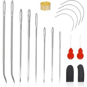 Mevronisshop-Kit De R&eacute;paration De Tapisserie D'ameublement 12 Pi&egrave;ces Aiguilles &Agrave; Coudre En Cuir Aiguilles &Agrave; Coudre &Agrave; La Main Aiguilles Triangulaires Aiguilles De Sac Pour La R&eacute;paration De Toile - Neuf