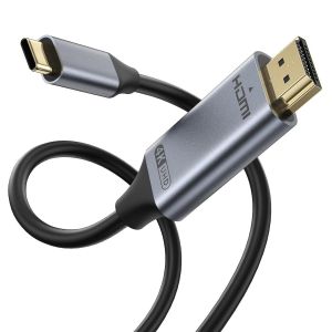 Câble USB C vers HDMI 1,8m 4K@60Hz,Câble USB Type-C vers HDMI [Thunderbolt 3] pour iPhone 16/15,MacBook Pro/Air,iPad Pro/Air/Mini,Surface,Dell XPS,Galaxy - Neuf