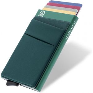 TRAHOO-RE Porte-cartes pour homme avec capacit&eacute; de 6 &agrave; 8 cartes | Porte-cartes m&eacute;tallique RFID | Portefeuille minimaliste en aluminium | Porte-cartes compact et s&ucirc;r, vert, De mano, Moderne - Neuf