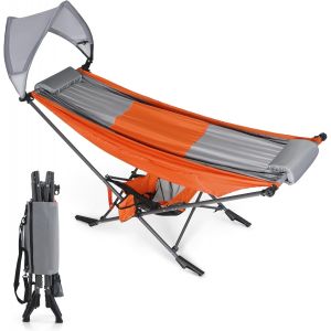 Ulteronixshop-Hamac De Camping - Hamac D'ext&eacute;rieur Avec Protection Solaire Amovible - Charge Maximale : 250 Kg - Hamac Portable Robuste Avec Sac De Voyage Pour Jardin, Int&eacute;rieur, Balcon, Terrasse - Neuf