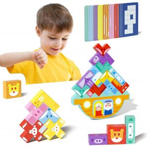 SANSH-Tetra Tower Balance Game,29 Pièces Jeu D'empilage en Tetris,Blocs de Construction Tetris,Equilibrant Les Jouets Dempilage,Tetris Balance Game pour Enfant Garçons et Filles. - Neuf