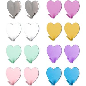 Lot de 16 Crochets Adh&eacute;sifs en Forme de Coeur Coeur crochets Auto-adh&eacute;sifs Crochet D&eacute;coratifs Forme de Coeur Crochets Muraux Forme de coeur Forme de Coeur Crochet pour Suspendre des Objets - Neuf