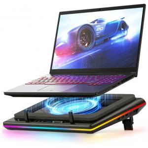 acdsgd-Refroidisseur Ordinateur Portable RGB pour PC Portable Gamer avec Contr&ocirc;le Tactile Continu & Tapis de Souris 3 Ports USB A Ventilateur Turbo Extra Puissant pour Ordinateurs Portables de 15-19 - Neuf