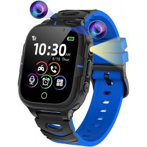 MEVRONISSHOP-Montre Connect&eacute;e Enfant Gar&ccedil;on avec Appel, Montre Enfant avec 24 Jeuxs et Carte SD Interne, R&eacute;veil, Appareils Photo, Musique, Calculatrice, Smartwatch T&eacute;l&eacute;phone Enfants Cadeau - Neuf