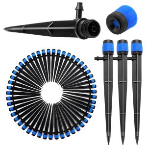 50 Pièces Goutteur Irrigation Réglable,360 Degrés Micro Asperseur Goutte à Goutte avec Connecteur Barbelé & Piquet de Support pour Tube 4/7 mm,Goutteur d'irrigation Insertion,Bleu - Neuf