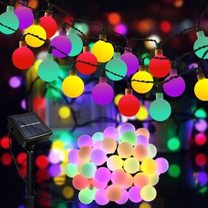 KAL-Guirlande Lumineuse Solaire Jardin, 7 Mètre 8 Modes 50 Led Lumière Boules Étanche Solaire Guirlande Lumineuse Pour Mariage Extérieur Fête De Noël Décorations De Vacances - Neuf