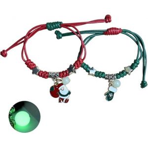 Bracelet Tissé À Breloques De Noël Pour Femmes, Bracelet Lumineux Père Noël, Sapin De Noël, Bonhomme De Neige, Flocon De Neige, Réglable, Bijoux De Festival Pour Hommes, Filles Et Garçons - Neuf