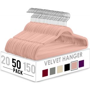 SJZG-Cintres En Velours - Antid&eacute;rapants, Durables - Cintres Peu Encombrants Pour Chemises, Vestes Et Robes (Rose, Paquet De 50) - Neuf
