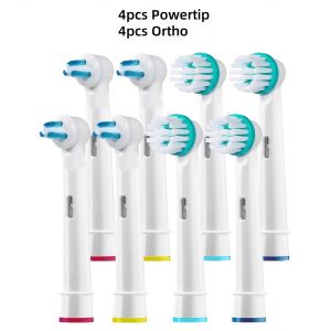 Têtes De Brosse À Bretelles Avec Poils Dupont,Nettoyage Interproximal Avec Brosses Orthodontiques,Retenue Propre,Tête Ortho Et Pointe Électrique.8pcs Assorted. - Neuf