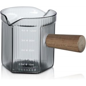 Verre Doseur Espresso Avec Bec Double Et Poign&eacute;e Bois - Neuf