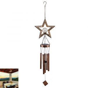 Carillon Solaire &Agrave; Vent En Forme D'&eacute;toile, De Soleil Et De Lune - Guirlande Lumineuse Solaire Suspendue Pour La D&eacute;coration De Jardin Et D'ext&eacute;rieur - Neuf