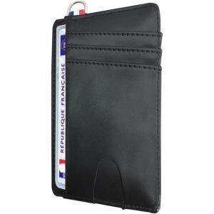 KALANKA-Porte Carte identité française, Portefeuille Carte bancaire Anti piratage, en Cuir | Blocage RFID | Anti fraude, Anti piratage | Élégant et Minimaliste (Noir) (S Black Flag) - Neuf