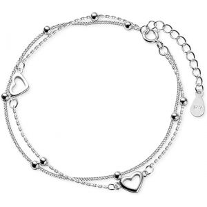 Bracelet En Argent 925 Pour Femme - Bracelet D'amitié Réglable - Cadeau Pour Femme Et Fille,Bracelet Cheville Femme,Bracelet D'amour Double Couche,Chaine De Cheville Argent - Neuf