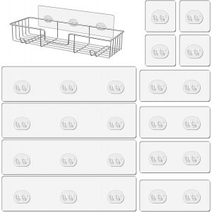Lot De 12 Crochets Adhésifs De Douche,Sans Perçage,Solides,Transparents,Imperméables,Pour Étagère De Douche,Porte-Savon,Étagère De Salle De Bain Et Étagère D'Angle Dans La Cuisine,Pas De Trou - Neuf