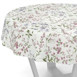 Ulteronixshop-Nappe De Table En Toile Cir&eacute;e Lavable, Motif De Petites Fleurs, Ronde, 140 Cm, Bords D&eacute;coup&eacute;s - Neuf