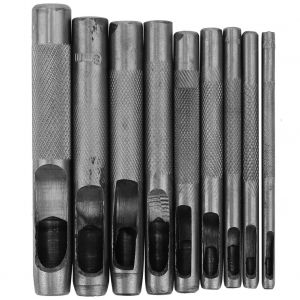 Lot de 9 perforatrices creuses en acier pour bricolage, artisanat du cuir, ceinture, bracelet de montre - Neuf