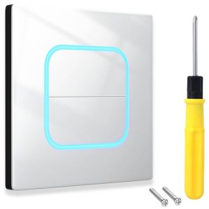CHECARZHN--NO1-Interrupteur Blanc À Bouton Unique, Panneau En Verre Trempé Avec Voyant Led Interrupteur Électrique Mural À 1 Voie, 1 Position On/Off, Panneau En Verre Pour Maison, Bureau, École - Neuf