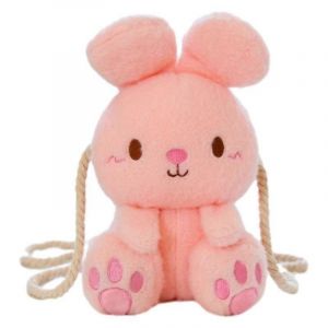 Sac à bandoulière en forme de lapin mignon de dessin animé, sac à bandoulière en peluche avec c?ur féminin, poupée à saisir, lapin brodé-rose - Neuf