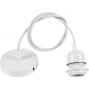 TIANYI-Cable Suspension Luminaire Blanc Douille Ampoule Plafond avec Cable de 100 cm E27 Porte Lampe Suspension Douille e27 avec Fixation Plafonnier Accessoire pour Cuisine Bar&Caf&eacute; 1pcs - Neuf