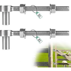 2 Pi&egrave;ces Charni&egrave;res &agrave; Vis R&eacute;glables M12 x 150mm, Charni&egrave;res &agrave; Boulon J en Acier Inoxydable 304 Quincaillerie de portails pour Portes Ferme, Portail de Jardin, Portail Bois, Entr&eacute;e avec &Eacute;crou - Neuf