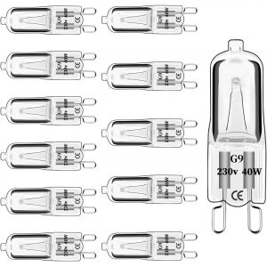 Sjzg-12 Lot G9 Ampoules Halog&egrave;nes,2700k(Blanc Chaud), Culot &Agrave; 2 Broches,230v 40w 480lm,Intensit&eacute; Variable(0-100%) Pas De Scintillement,Ampoule Au X&eacute;non,Pour Lustres, Pendentifs, Lampes D'armoire - Neuf