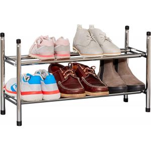 Kgabery-Love It Store It-Étagère À Chaussures Extensible En Métal Chromé-Design Empilable-Rangement 10 Paires-Idéale Entrée Et Salon - Neuf