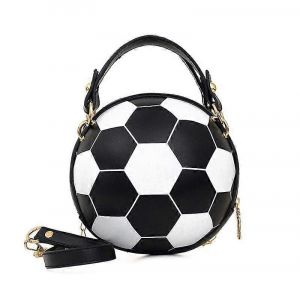 De Football de Sacs &agrave; main pour les Femmes Rondes en Cuir PU Sac &agrave; Bandouli&egrave;re Avec Sangle de Cha&icirc;ne de Soccer Mom Style Rose Noir Blanc - Neuf