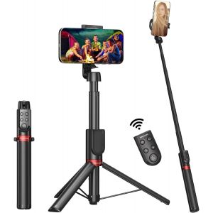 LORANKA-Tr&eacute;pied pour perche &agrave; selfie, tr&eacute;pied extensible avec t&eacute;l&eacute;commande amovible pour prise de vue vid&eacute;o/photo/zoom/commutation d'objectif, compatible avec iPhone 11 et sup&eacute;rieur (iOS 15 ci-dessus - Neuf