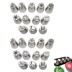 26 douilles &agrave; p&acirc;tisserie russes &agrave; fleurs pour la d&eacute;coration de g&acirc;teaux et p&acirc;tisseries, outils de p&acirc;tisserie sur le th&egrave;me de No&euml;l - Neuf