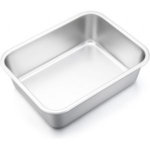 Jexnovashop-Plats Four, Plat Inox Rectangulaire, Plaque De Cuisson Id&eacute;al Pour Gratin/Lasagne/Brownie/Casseroles, R&eacute;sistant &Agrave; La Chaleur & Lavable Au Lave-Vaisselle, 32.5 X 25.4 X 8 Cm - Neuf